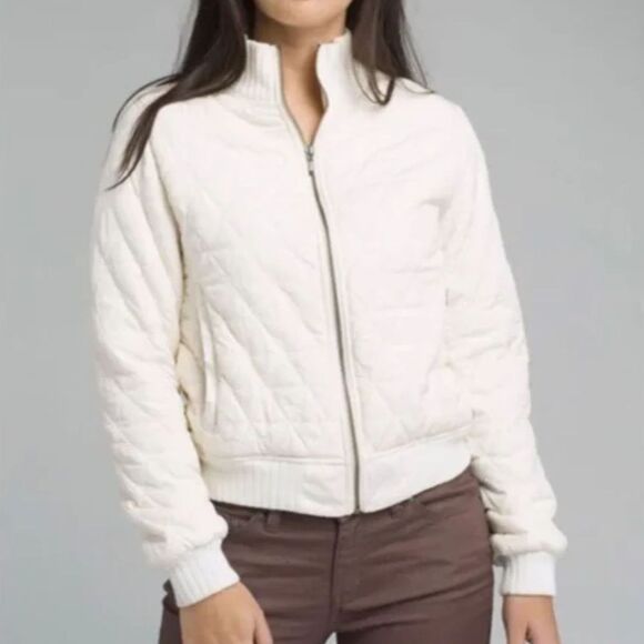 Prana Jackets & Blazers - Prana Diva Bomber Jacket Ivory Sherpa Lined Quilted Zip Medium